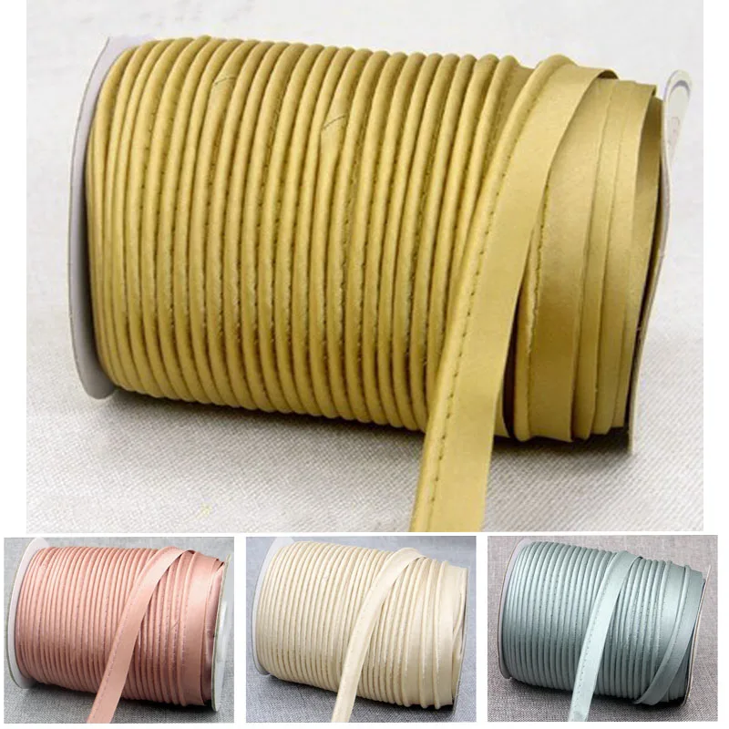 12mmX72yards High Quality Polyester Satin Bias BindingTape With Cord Piping Trimming Accessories DIY Sewing Home Textile Bedding