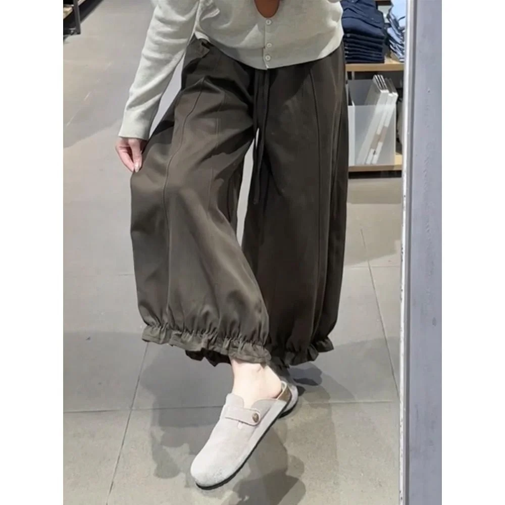 الكراميل الأذن Musoom الدانتيل تقليم تسع نقاط فانوس السراويل النساء حجم كبير الكمثرى القرد عادية واسعة الساق زهرة برعم السراويل #3