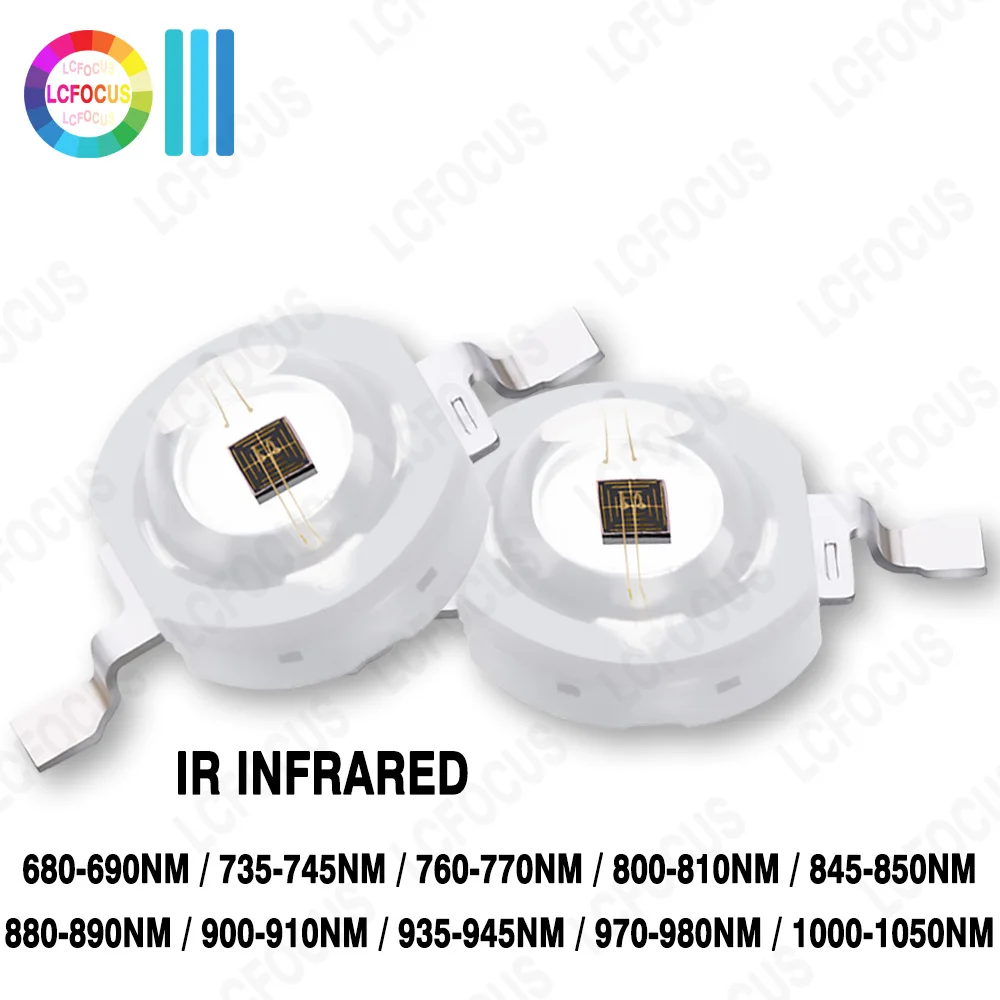 3W 5W Infrared LED Chip IR 680nm 740nm 800nm 850nm 880nm 900nm 940nm 980nm 1000nm COB SMD For CCTV Monitor Night Vision Camera