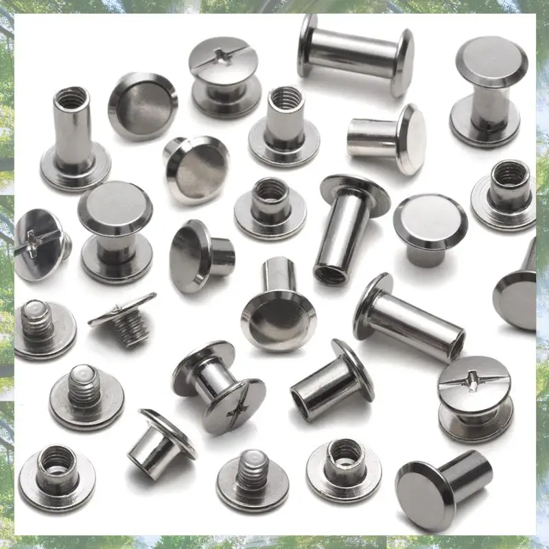 Premium-Chicago Screw Leather Rivets Assorted Screw Rivets M5 Chicago Binding Screws For Decorating PU Craft Belts(110PCS)
