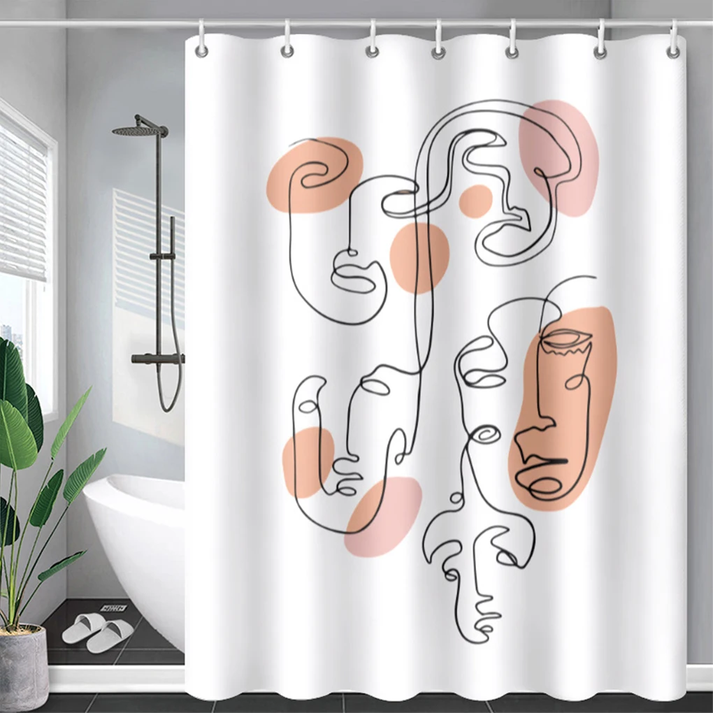 Shower Curtain Abstract Washable Polyester Door Screen Hanging Curtains