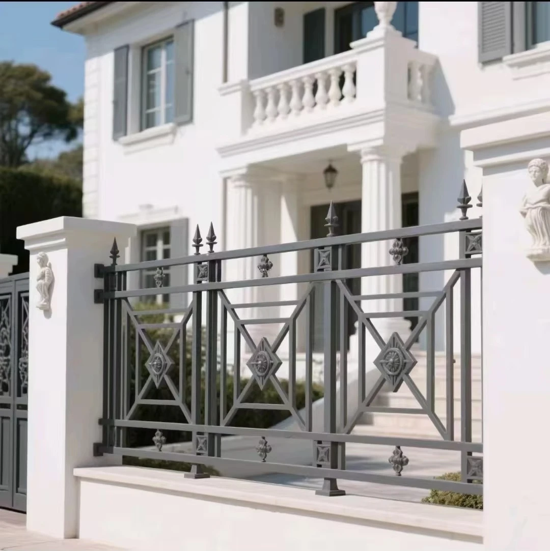 cj-Crewell Custom Adjustable Modern Iron Balcony Stair Railings Curved Design Swivel Brackets for Office Buildings Black ISO@