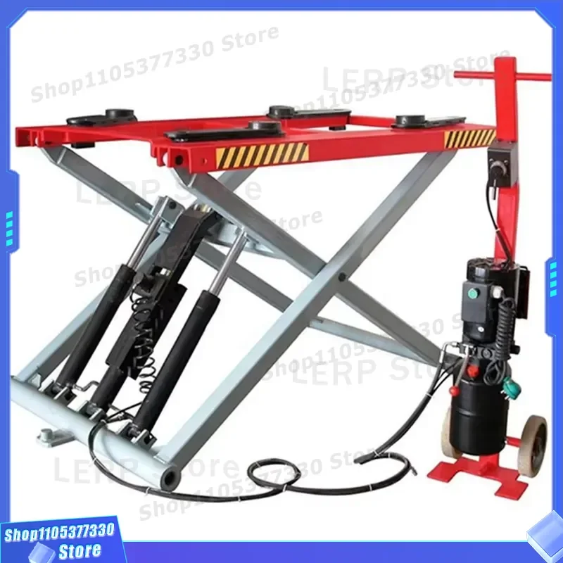 2700kg Capacity Double Cylinder Mobile Scissor Car Lift 120mm Low Profile CE Certified Hydraulic Jack for Auto Repair Shop CE