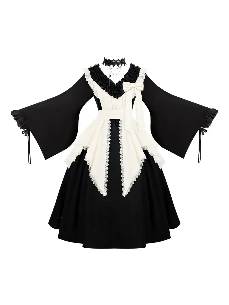 

Spring Sweet Retro Lolita Girl Dress Set Original Design Loose And Stylish Maid Twin Op Set Suitable For Wearing 2025 new