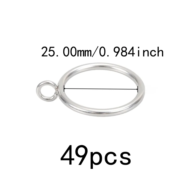 25mm Eyelet Curtain Hangers 49 pcs, Rust Resistant Finish, Smooth Sliding On Rod, for Home Fabric Hanging, Silver