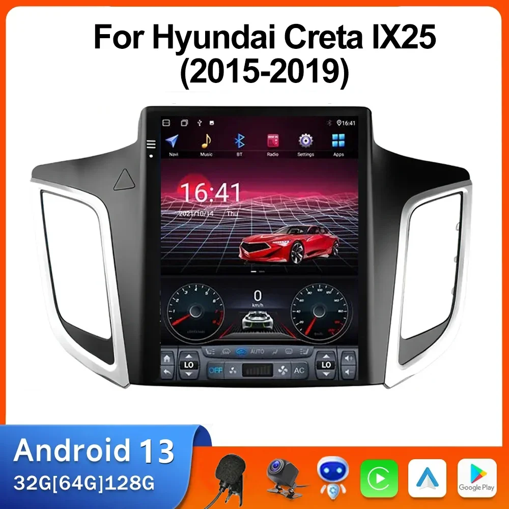 

9.7"For Tesla Style Car Radio for Hyundai Creta IX25 2015-2019 Multimedia Android All In One Multimedia Player 2 Din 4G Carplay