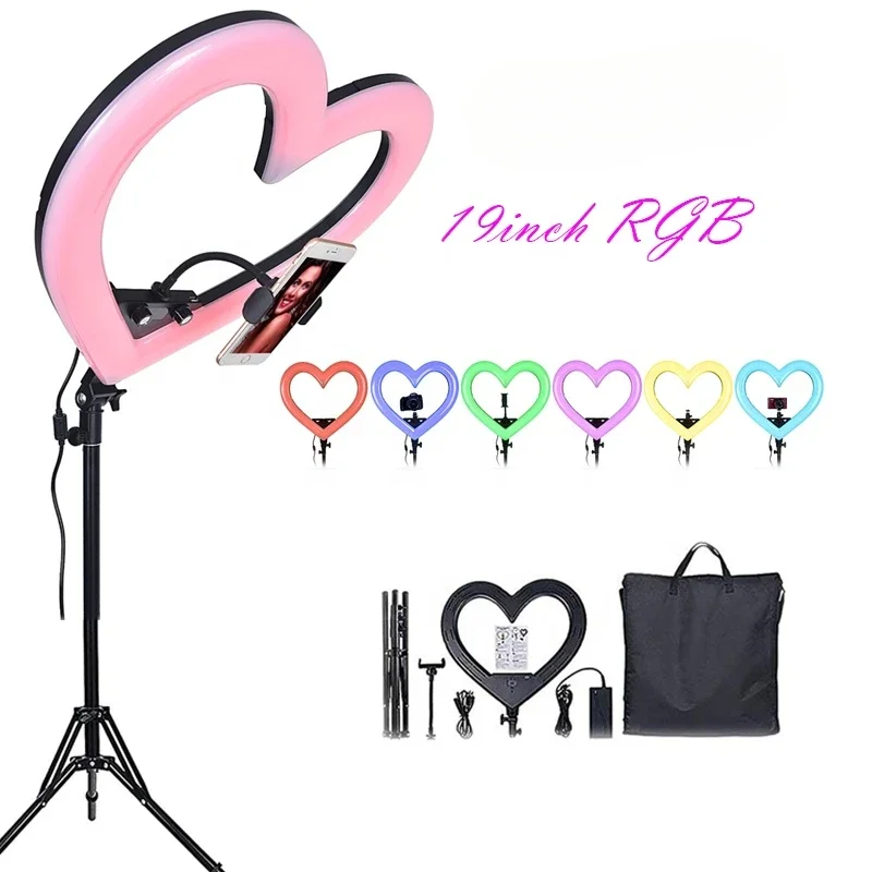 

19 inch Live Broadcast Vlog Video Photography LED RGB Studio Lighting Makeup Phone Selfie Vlogging Tattoo Eyelash LED Ring Light