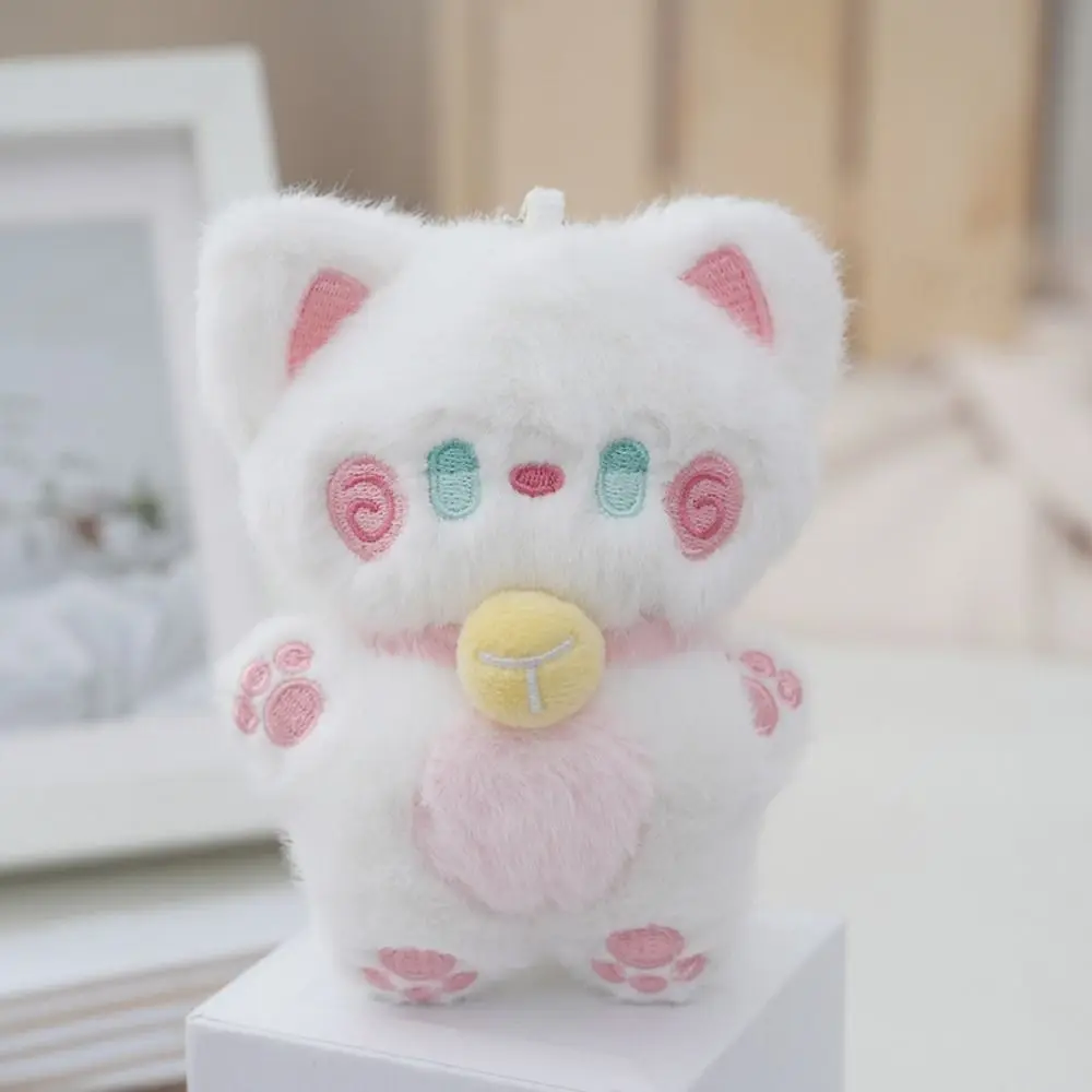 Abraçando café gato chaveiro de pelúcia macio fofo bonito gato boneca de pelúcia ins dos desenhos animados animal de pelúcia chaveiro amigos presentes de aniversário
