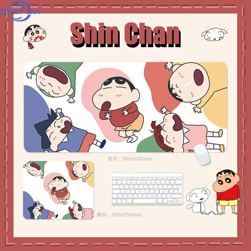 90x40cm Crayon Shin Chan Mouse Pad Cute Kawaii Cartoon Shinnosuke Mousepad Anime Computer Keyboard Pad Abomination Accessories D