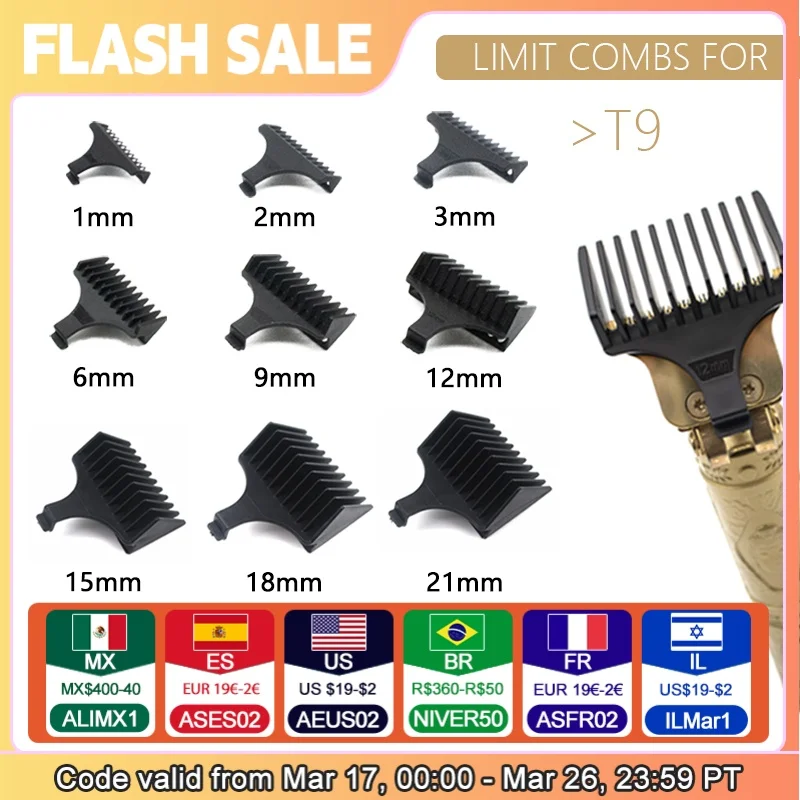 for T9 1/2/3/6/9/12 mm Professional Hair Trimmer Limit Comb Universal Guards Hairdresser Hair Cutting Guide Barber Accesories