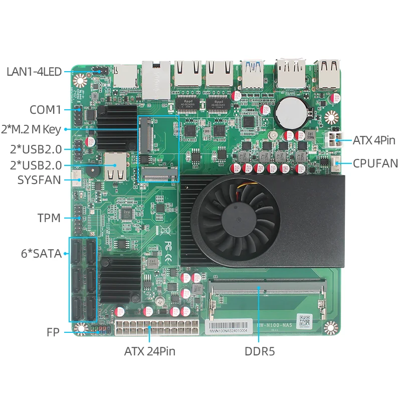 N100 Network Security NAS Itx Industrial 3 Network 2.5G/10G Rate Storage Server scheda di controllo principale