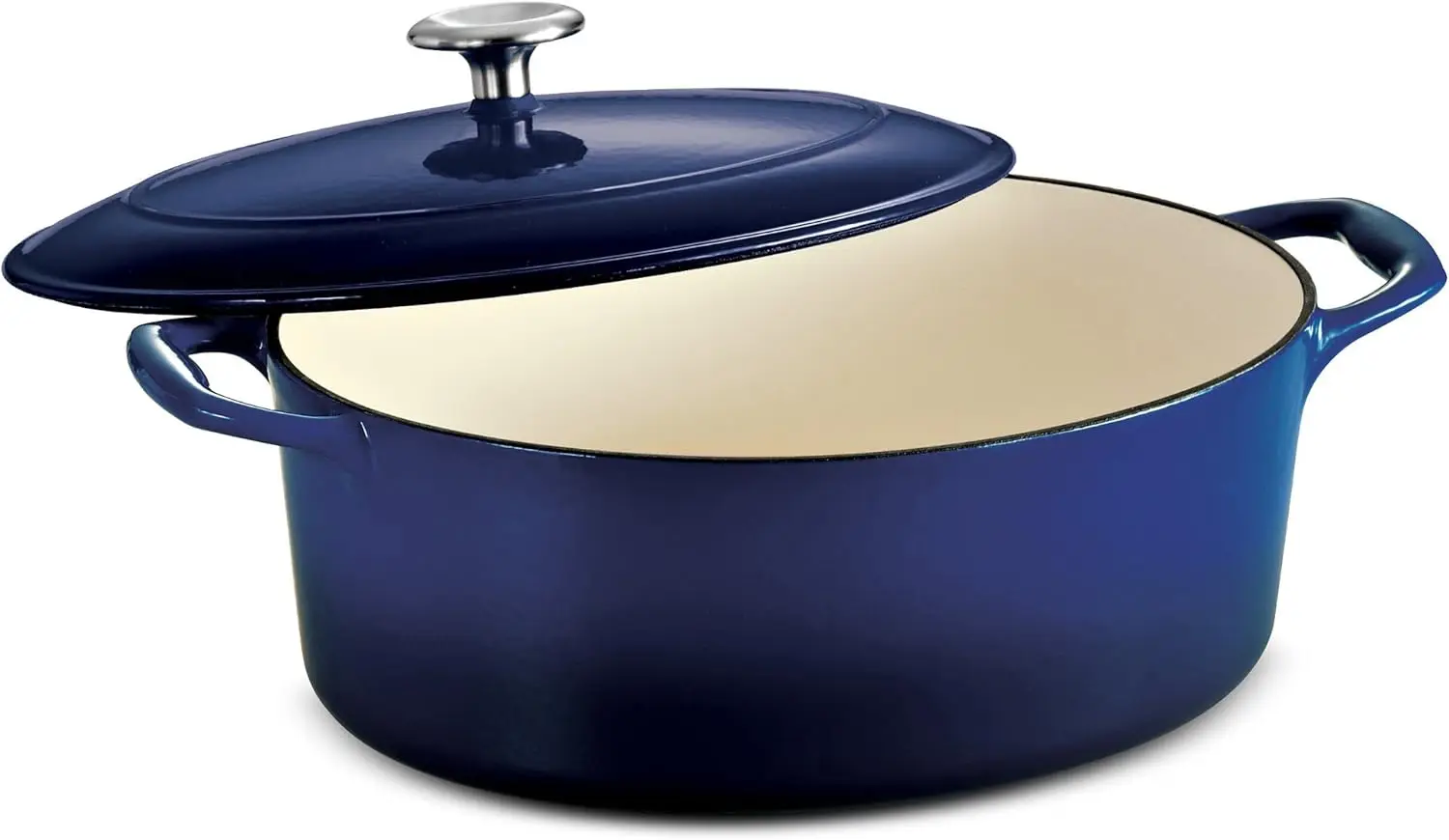 

Enameled Cast Iron Oval Dutch Oven Pot with Lid, Large 5.5-quart, Blue