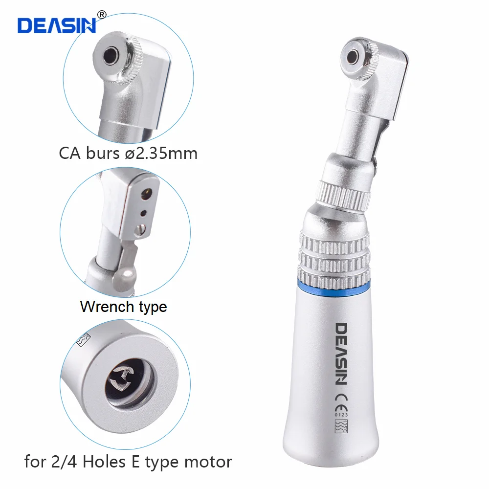 

1PC Dental Low Speed Handpiece 1:1 Contra Angle for ø2.35mm CA Burs Wrench contra Nose Cone Air Motor 2/4 Holes