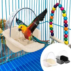 Hanging Bird Bath Cube Parrots Bathtub Bath Shower Box Cage Accessory For Little Bird Canary Budgerigar Cockatiel Lovebird