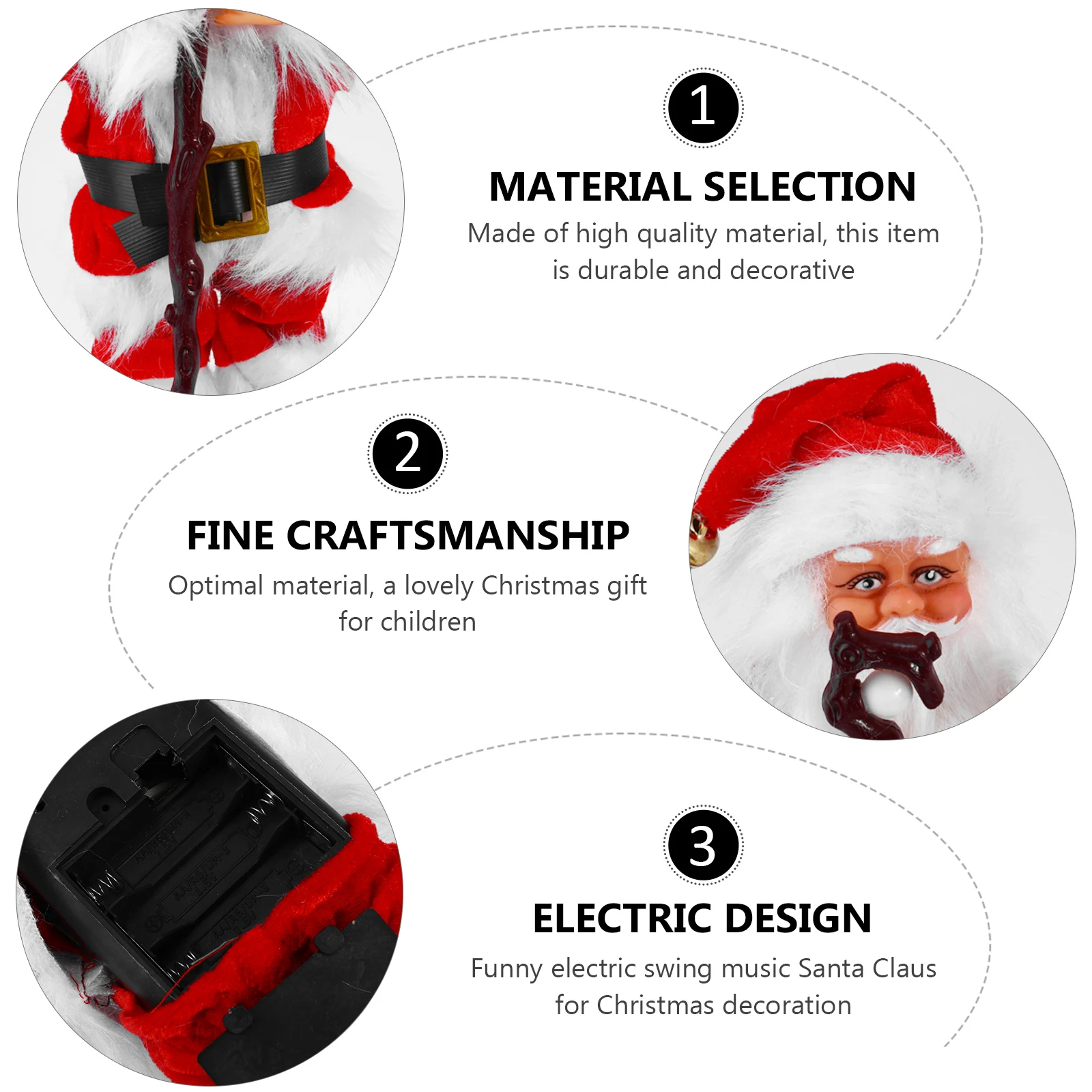 

Christmas Electric Santa Toy for Home Office Cafe Hotel Decoration Plastic Polyester Material Gift