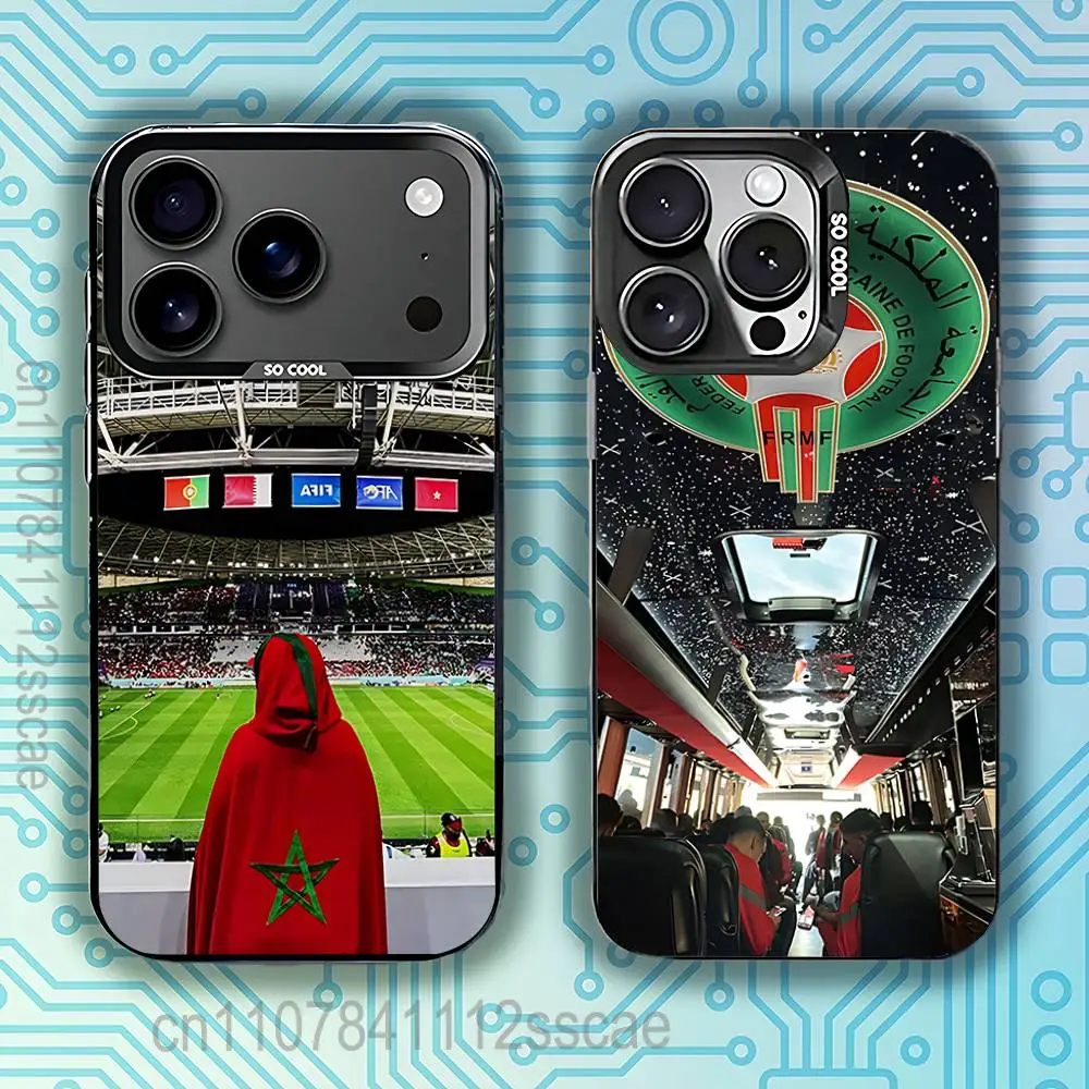 

Morocco Flag Passport logo Black Phone Case Compatible with iPhone 17 16 15 14 13 12 11, Pro, Max, Plus, E, Air, Mini