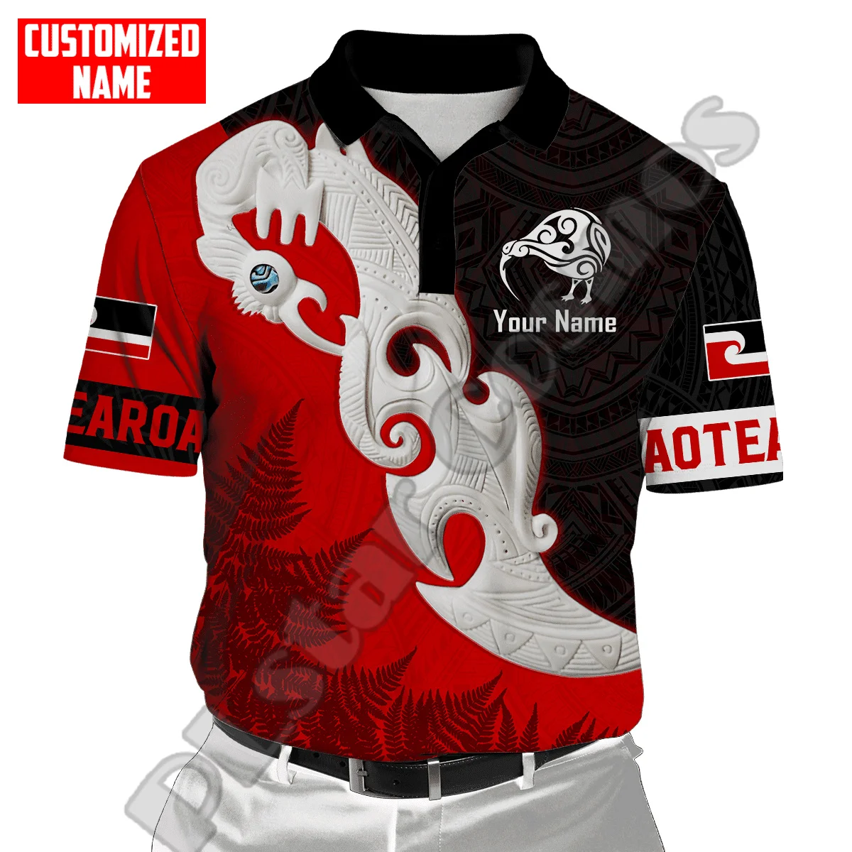 

Custom Name New Zealand Maori Aotearoa Tattoo Retro 3DPrint Harajuku Streetwear Casual Collar Polo Shirts Summer Short Sleeves A