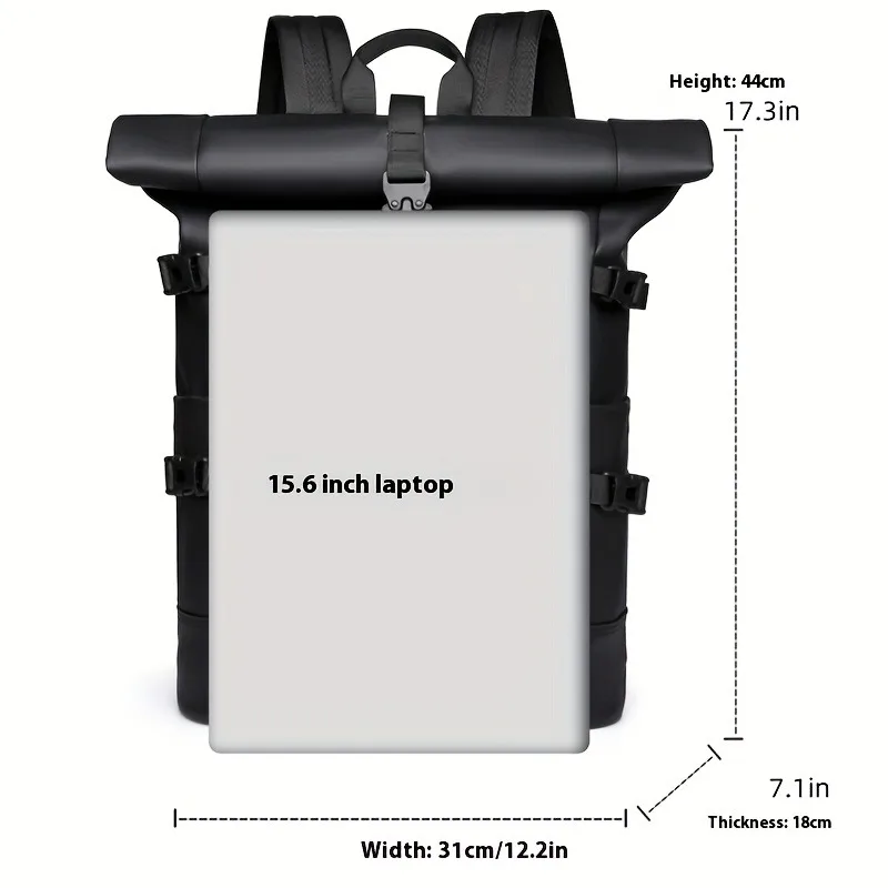 Fashionable and Trendy Rolled Up Backpack for Men, Large Capacity Travel Backpack, College Commuting Computer Backpacks