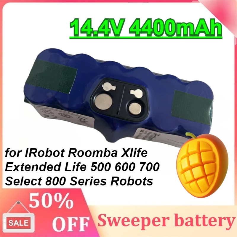 

14.4V 4400mAh High Capacity NI-Mh Battery for IRobot Roomba Xlife Extended Life 500 600 700 Select 800 Series Robots