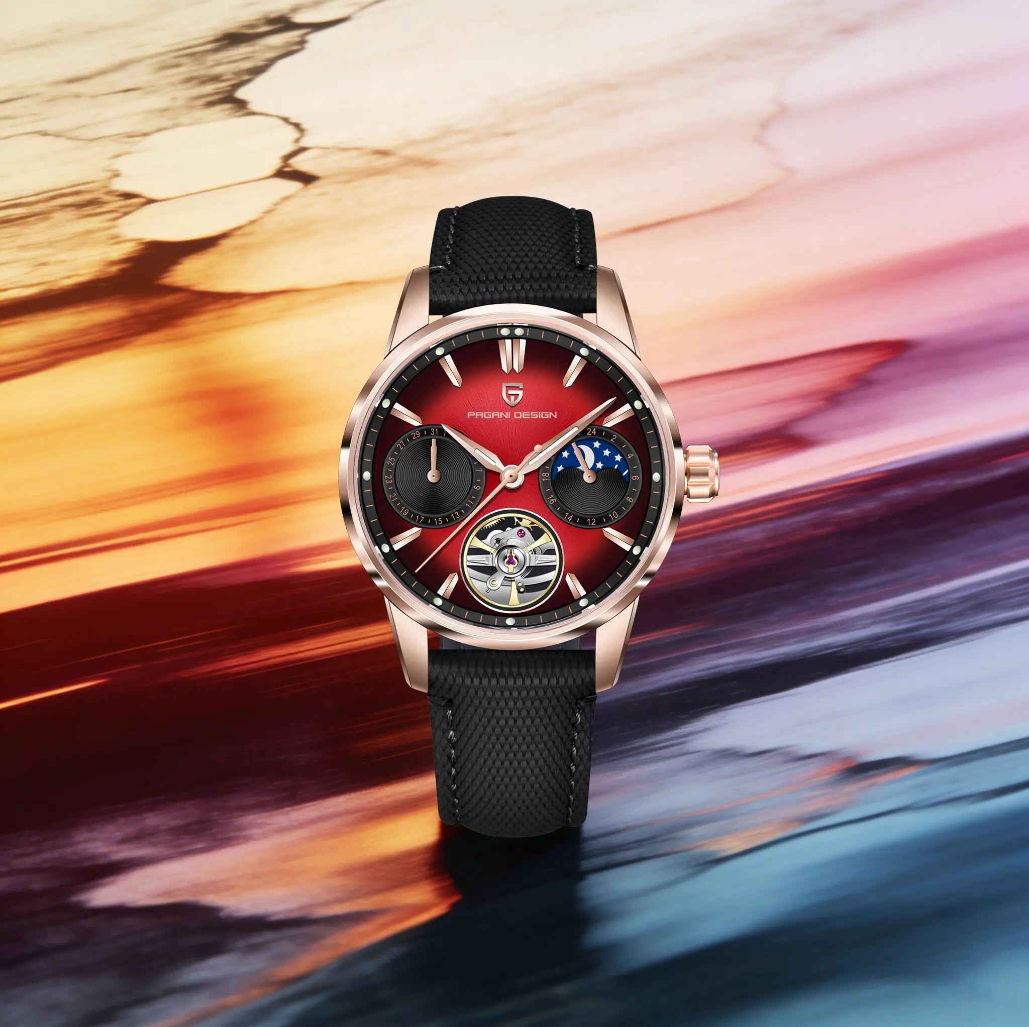 

PAGANI DESIGN Haute Luxury Custom Men Mechanical Watch Limited Atmosphere Leather Strap Sapphire Moon Phase Calendar Dive Watch