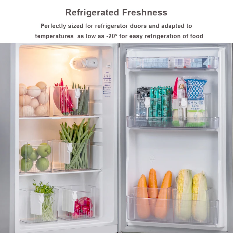 Kitchen Fridge Organizer,Food Storage Containers,Egg Storage Box,Fridge Side Door Storage Box for Vegetables Fruit Beverages