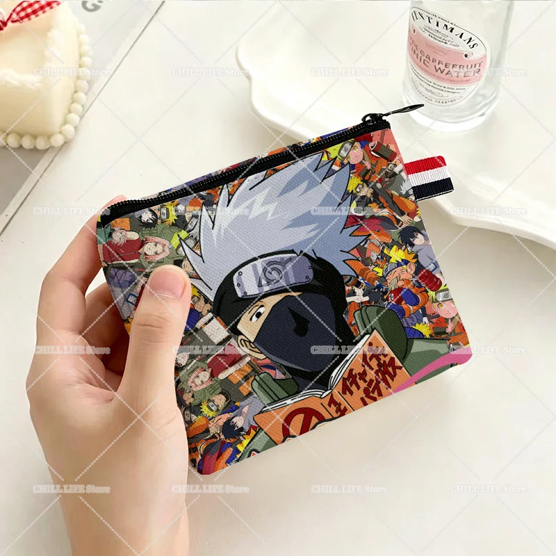 Anime Narutos Mini Coin Purse Unisex Men Women Earphone Key Bag Portable Small Canvas Pouch Change Lipsticks Zipper Wallet