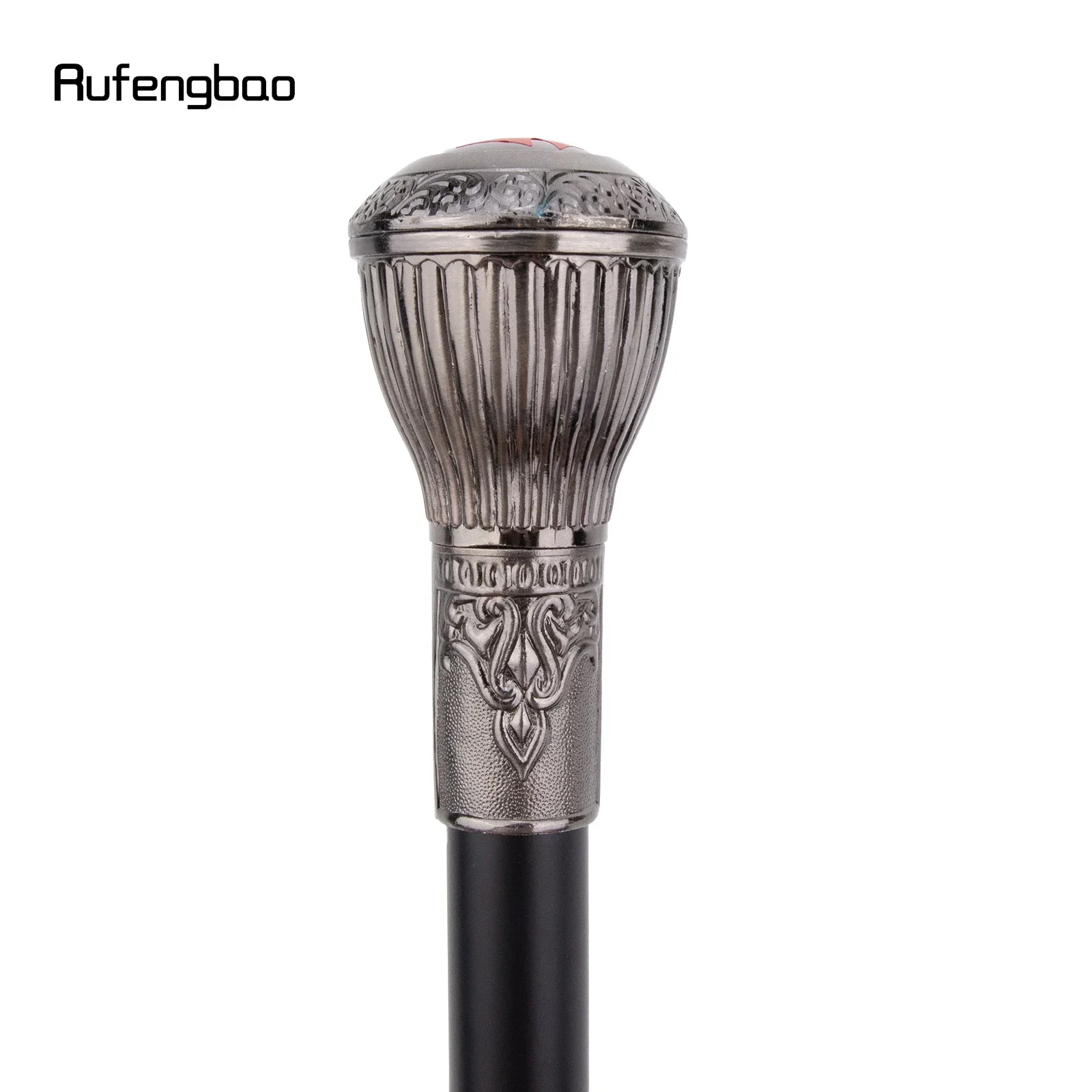 Canna da passeggio con fiore rotondo in resina argentata Bastone decorativo in acciaio alla moda Gentiluomo Elegante pomello per canna cosplay Crosier 90 cm