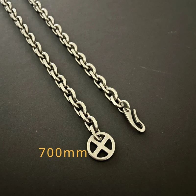 Wide 5.2mm Pure Titanium Angle Chain Necklace Anti Allergic Men's Neutral Burnishing Light Hip Hop Trend Unisex Natural 700mm