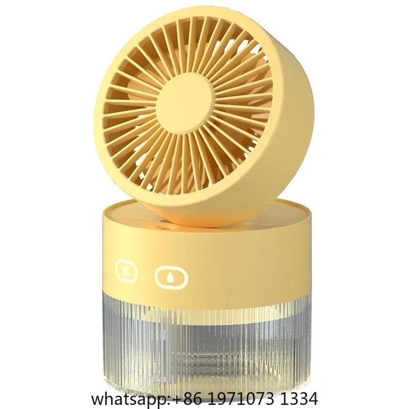 3-in-1 Portable Misting Fan & Quiet Humidifier, 3-Speed Rechargeable Desktop Fan with Ambient Night Light