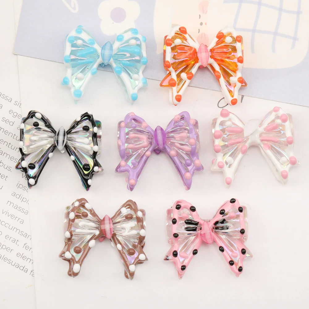 

Cordial Design 50Pcs 34*36MM DIY Beads Making/Bowknot Shape/Hand Made/Aurora Effect/Acrylic Bead/Jewelry Findings & Components