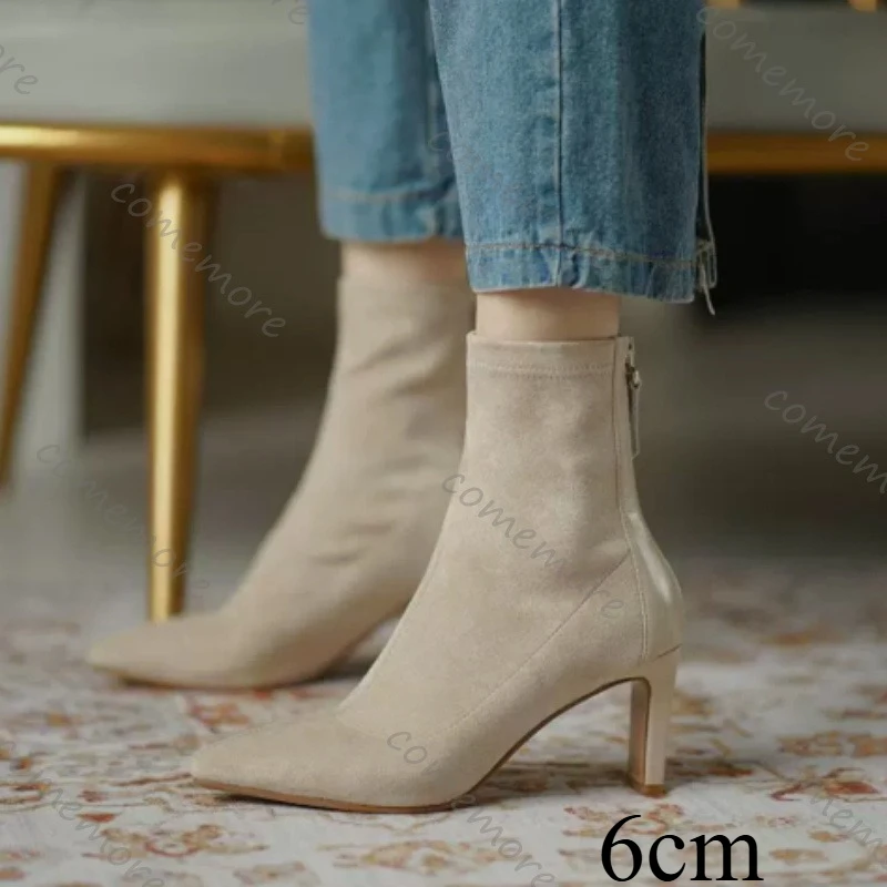 Comemore Spitz Einzelnen Schuhe High Heels Einfache Feste Farbe Stricken pumpen Frau Schuhe Frühling Herbst solide absätze für frauen schuhe elegant damen schuhe damen hohe schuhen damen pumps heels
