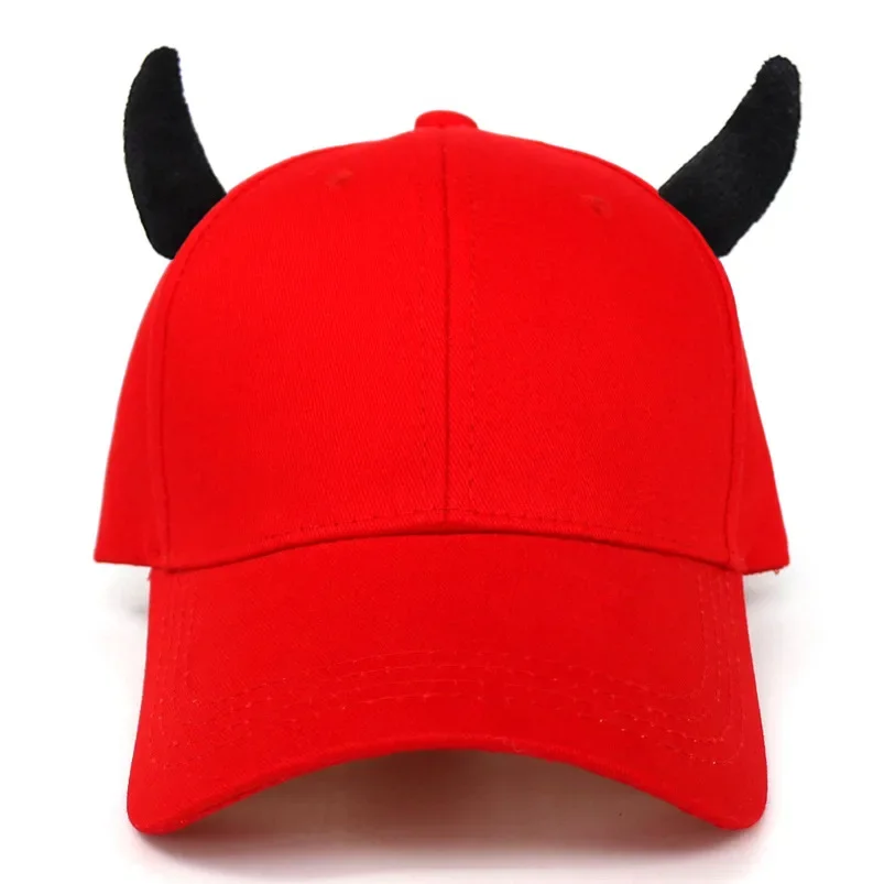 Ox Horn Devil Baseball Cap Fashion Leisure Duck Tongue Cap Outdoor Sunscreen Sun Hat Round Top Ox Horn Cap Rebound Hat
