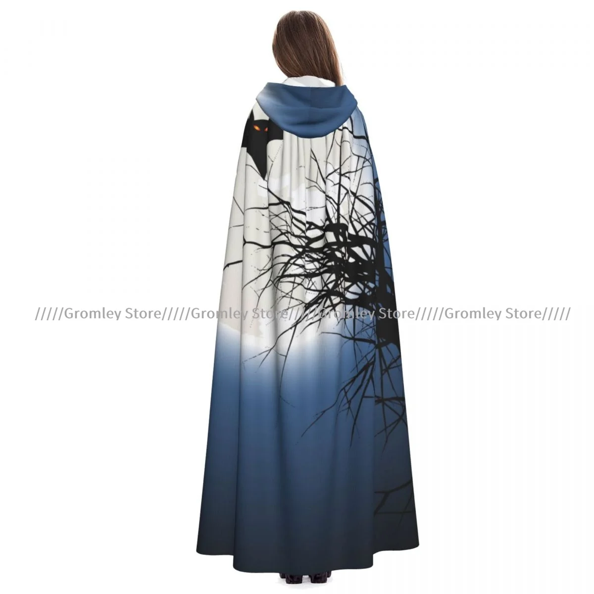 Bat Spooky Tree Witch Cloak Hooded Cosplay Costume Halloween Adult Long Party Cape