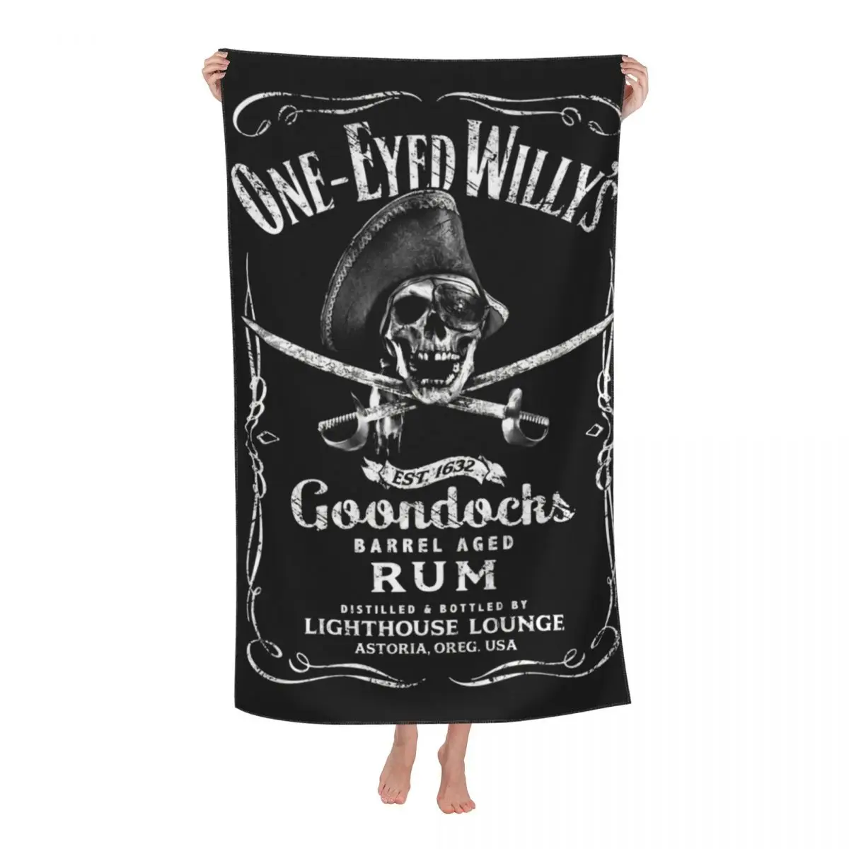 Custom The Goonies One Eyed Willy's Rum Super Soft Microfiber Bath Beach Towel Quick Dry Comedy Skull Pirate Shower Sauna Towels