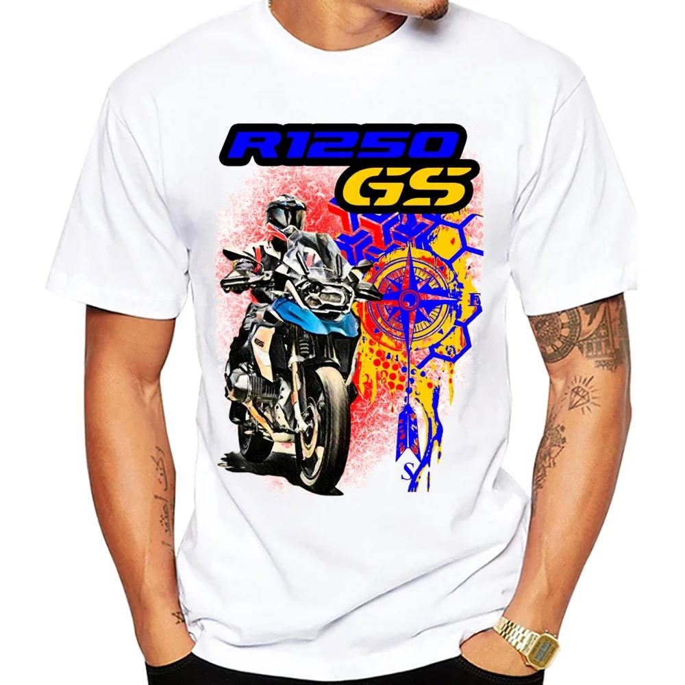 GS Adventure Mountain Motorcycle R1250 GS Riding T-Shirt Men Short Sleeve White Casual Tshirt Cool Boy Moto GS Rider Sport Tees