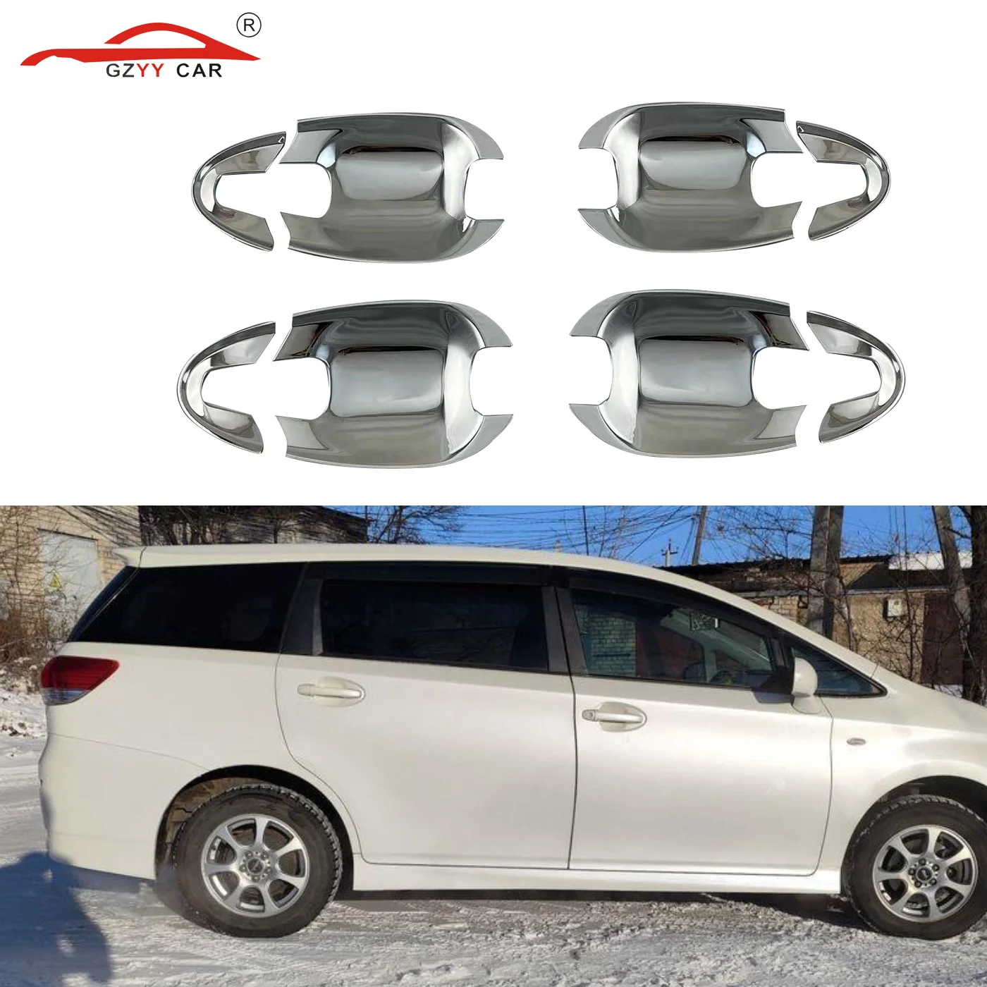 Carbon Fiber Door Handle Bowl Cover  For 2010-2023 Toyota WISH  ZGE20  ZGE22  ZGE25  Door  Handle bowl Cover  ABS Chrome