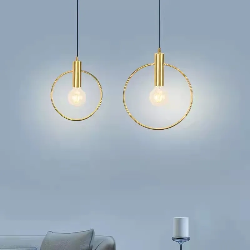 Nordic postmoderno minimalista ciondolo in oro con testa singola tre teste sala da pranzo camera da letto comodino piccola lampada a sospensione