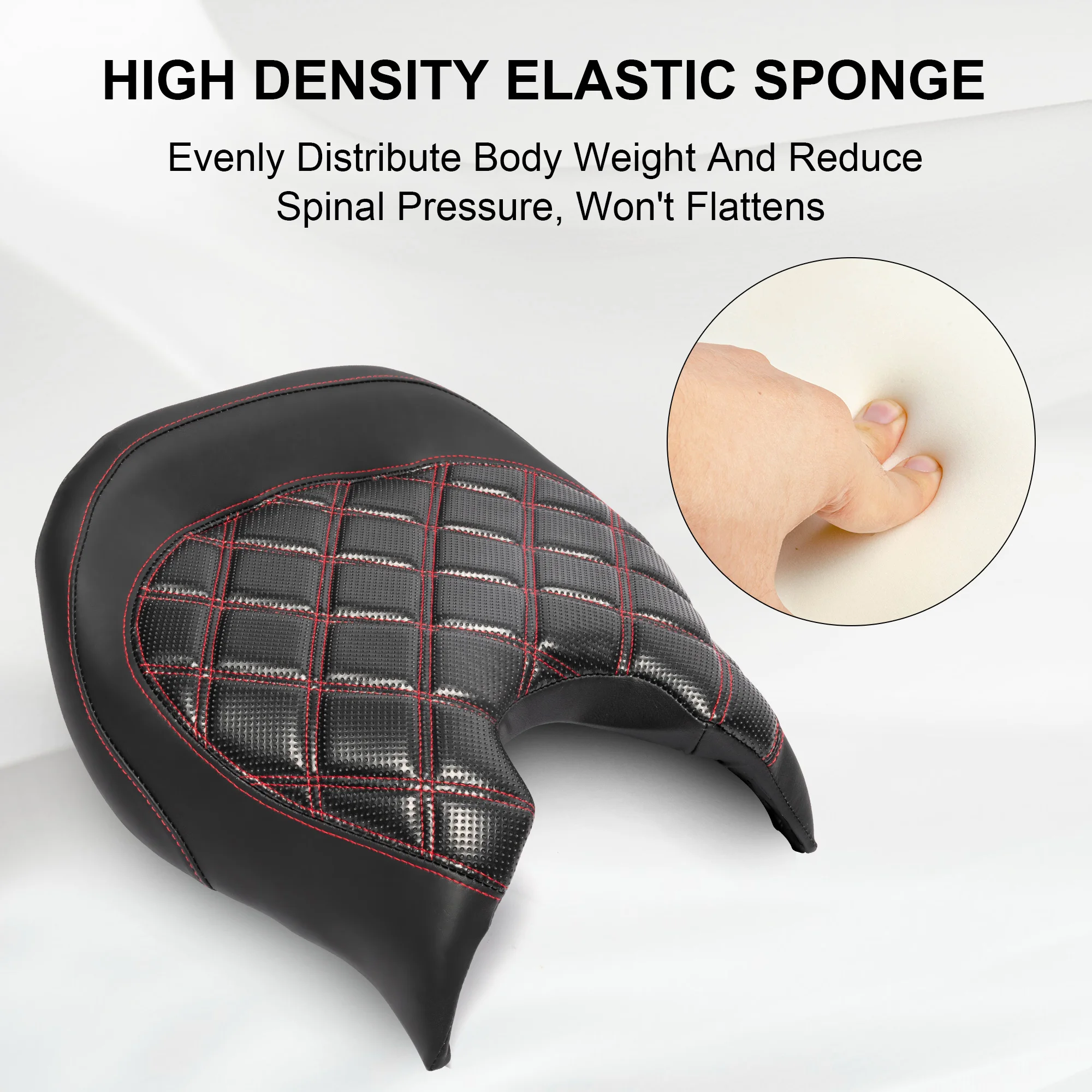 Ergo-Fit Rider Seat for Can-Am Ryker 600/900 / Sport-Rally (19-24) – High-Density Foam + Rhomboid Red Stitch