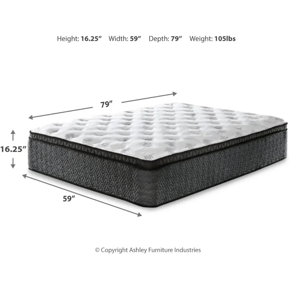 Queen Size Ultra Luxury 16 Inch Hyper Cool Euro Top Hybrid Mattress with Cooling Gel Memory Foam