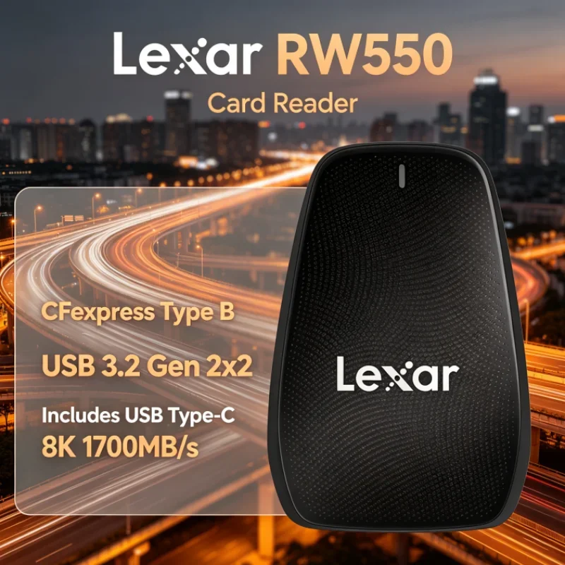 Lexar RW550 USB Type-C 8K 20Gbps CFexpress Type B Reader USB 3.2 Gen 2x2 CFexpress Card Reader for Data Transfer
