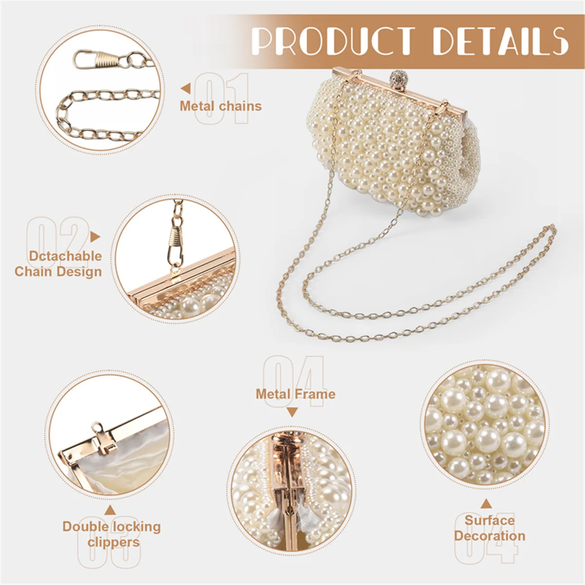 ABQR Вечерняя свадебная сумочка-клатч с жемчугом, платье, сумка для ужина, маленький кошелек, сумка подружки невесты, белая