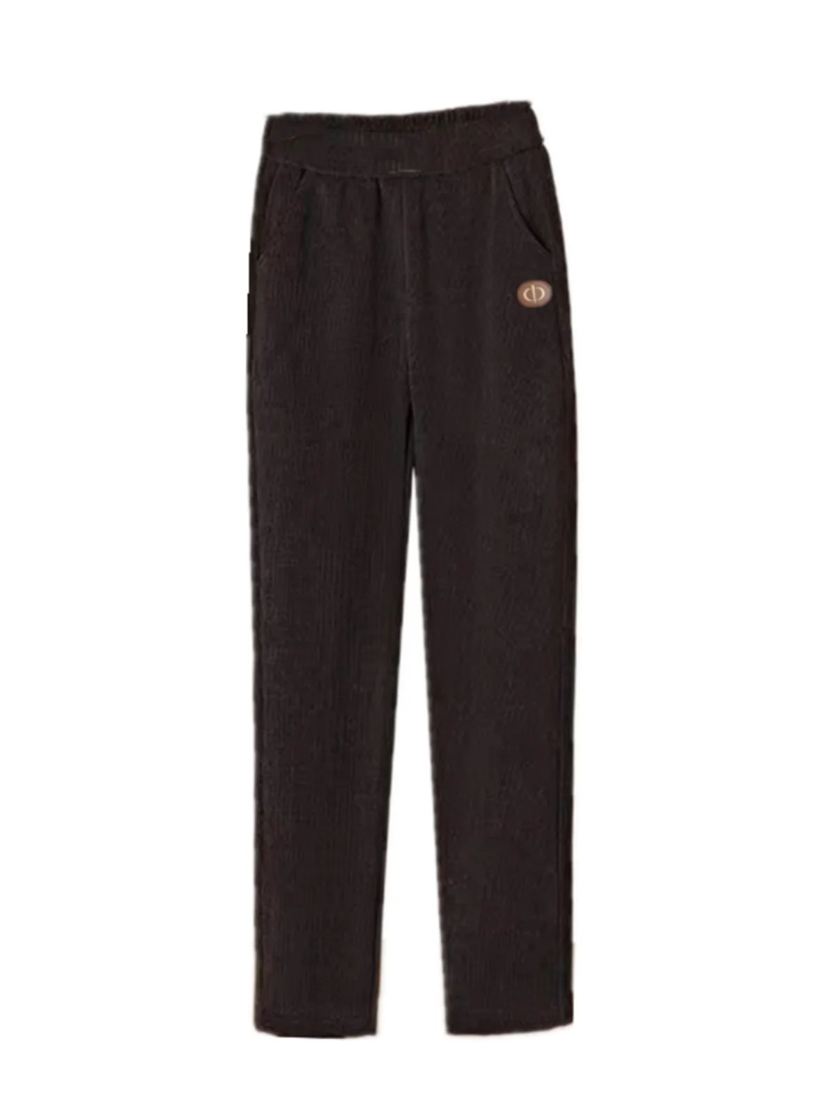 Spodnie sztruksowe z wysokim stanem, damskie spodnie codzienne, elastyczne, wyszczuplające, dla mam w średnim wieku, ocieplane, jesienno-zimowe, nowe.