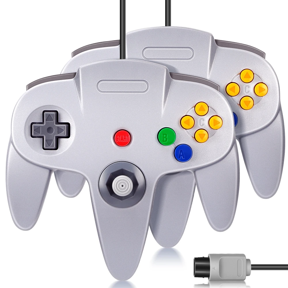 

2 Pack Classic Wired N64 64-bit Gamepad Joystick for Ultra 64 Video Game Console Grey