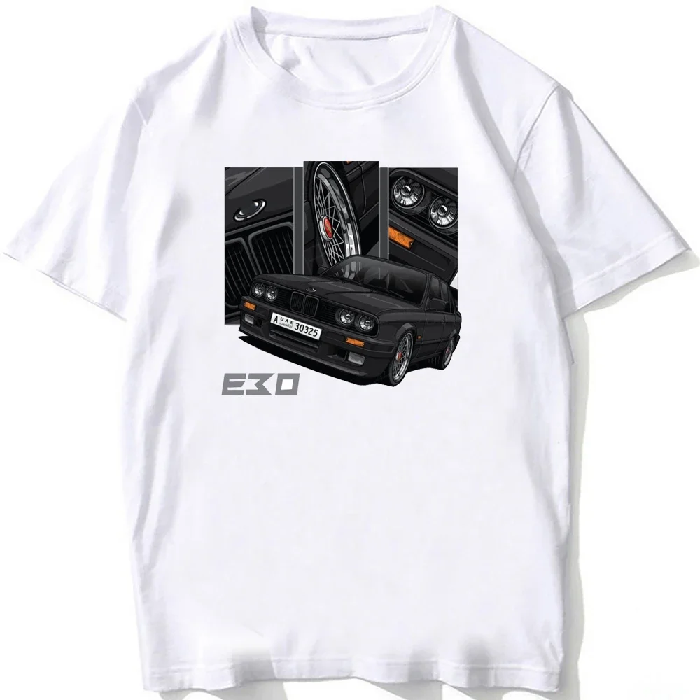 Retro Germany EUDM - E34 M5 Tshirts Summer Men Short Sleeve Old Legend E30 M3 Classic Car T-Shirt Boy Casual Tops Man White Tees