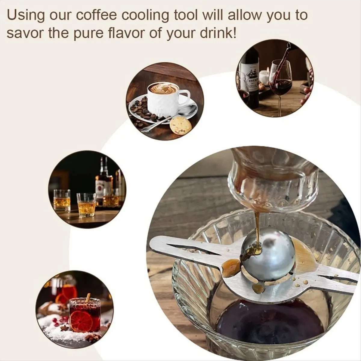 2026 Trend Italian Ice Ball Fast Cooling Extract Espresso to Retain Aroma Ice Ball Holder Set 4Pcs