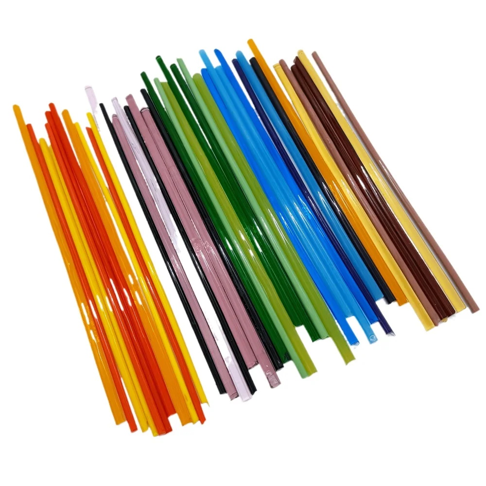 250g COE90 Diameter 6-9mm Fusing Glass Noodels Stringer Lampworks Glass Rods