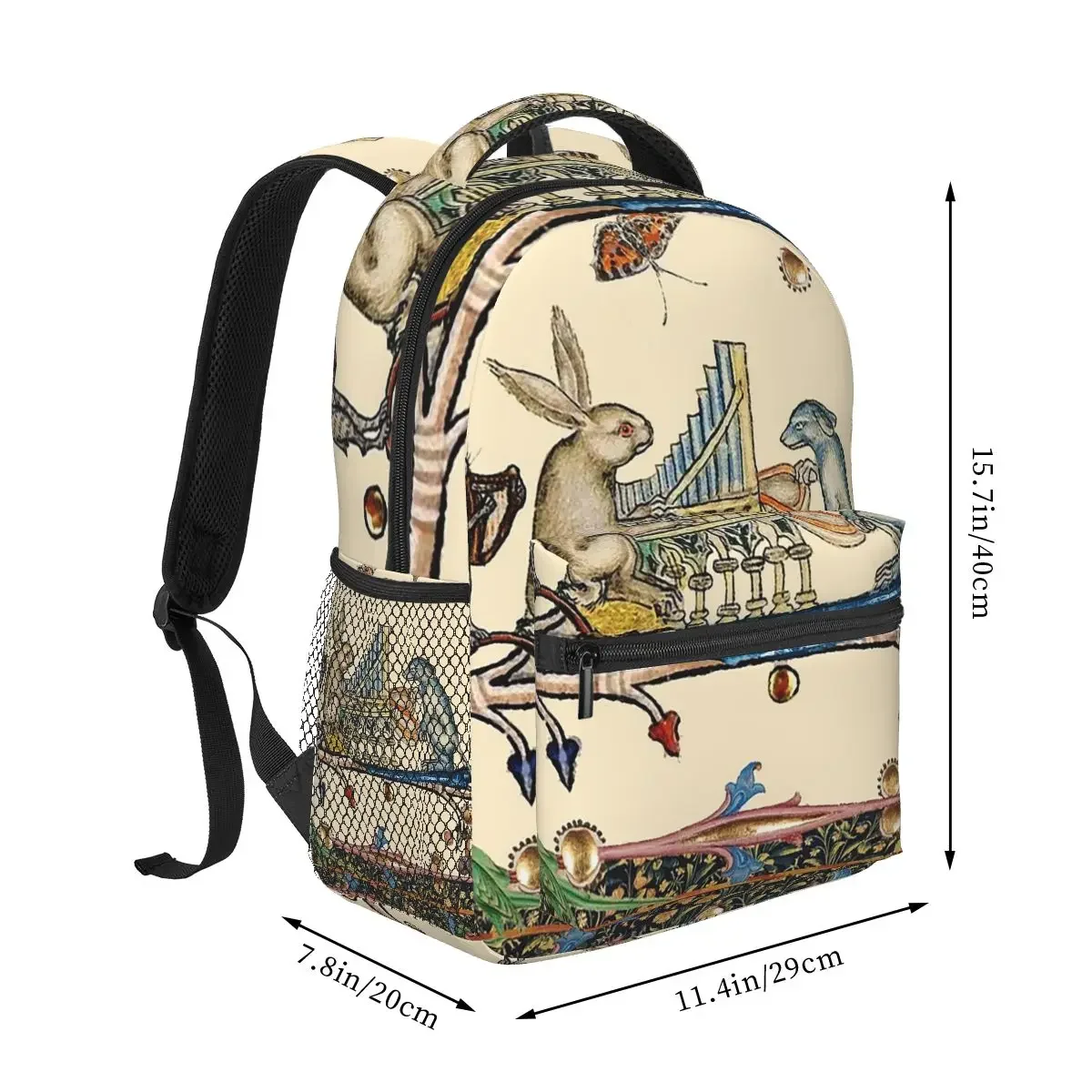 Weird Medieval Bestiary Making Music Backpacks Boys Girls Bookbag Children School Bags Cartoon Travel Rucksack Shoulder Bag