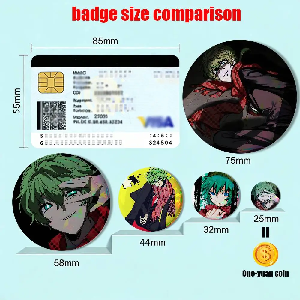 Horror Adventure Your Turn to Die YTTD Reflective Pin Tinplate Round Brooch Cartoon Cosplay Badges for Bag Hat Toys Gifts