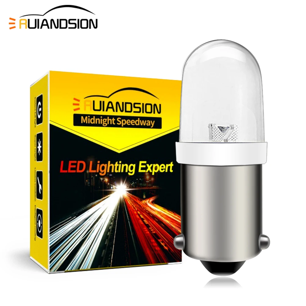RUIANDSION 2x BA9S LED T4W LED Bulb 6V 12V 24V 120V 240V for Industrial Signal Light Side Mark Lamp Indicator Bulb