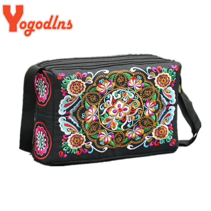 Yogodlns Women\'s Embroidered Flowers Crossbody Bag Ladies Luxury Large Capacity Handbags Purse Female Casual Travel Shoulder Bag